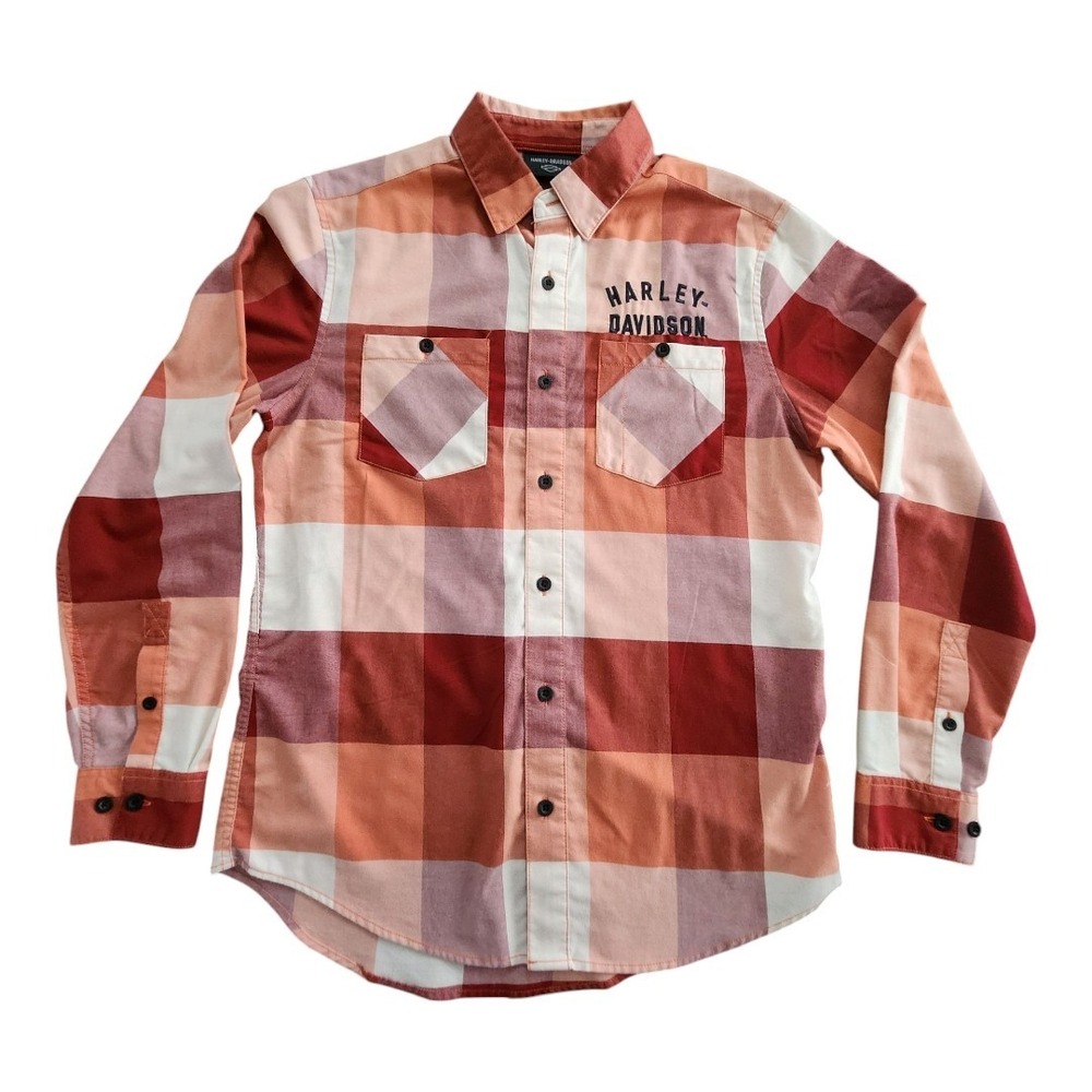 HARLEY DAVIDSON 96634-23VM MEN'S Medium SHIRT RED Block Long Sleeve MERLOT